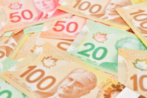 Gros plan sur le fond des billets canadiens